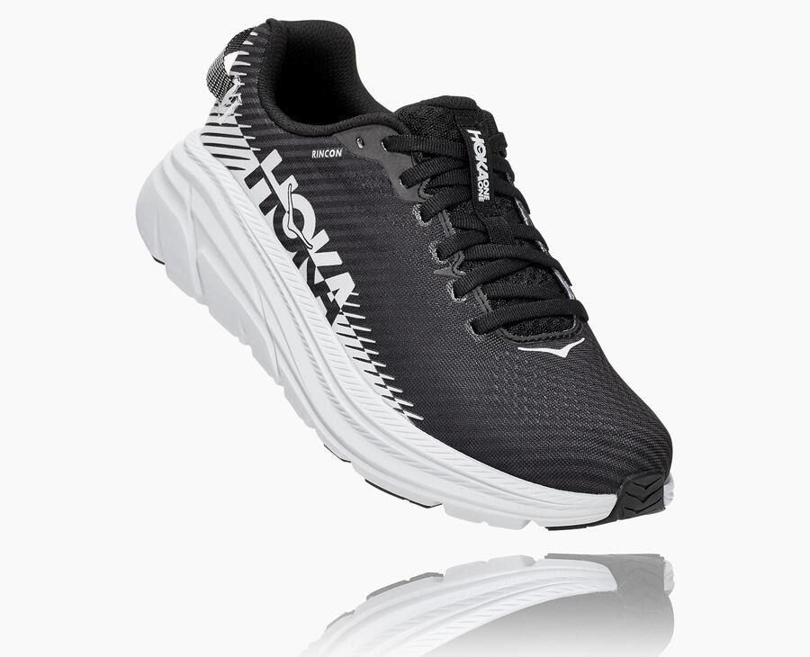 Hoka Australia One One Rincon 2 - Womens Running Shoes Black/White - EKLPF-3912